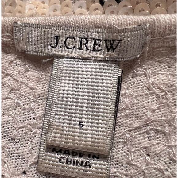 J. Crew Sequin Chevron Stripe Sweater Size S Cream Black Sparkle Festive Preppy - Picture 5 of 9